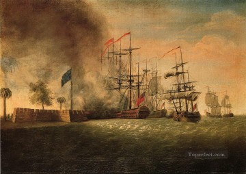 El ataque de Sir Peter Parker contra la batalla naval de Fort Moultrie Pinturas al óleo